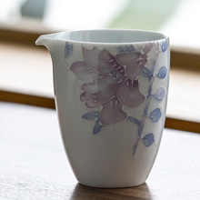 手绘百合公道杯陶瓷公平分茶器玉泥瓷倒茶杯家用功夫茶具单个配件