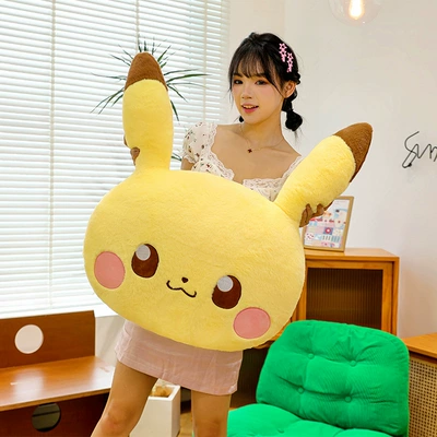 Foreign trade double-sided Pikachu plush pillow, Pogaman doll pillow, bed sleeping cushion, wholesale gift (Oyuncaq yastıqlar) - pikachu-40cm04kg