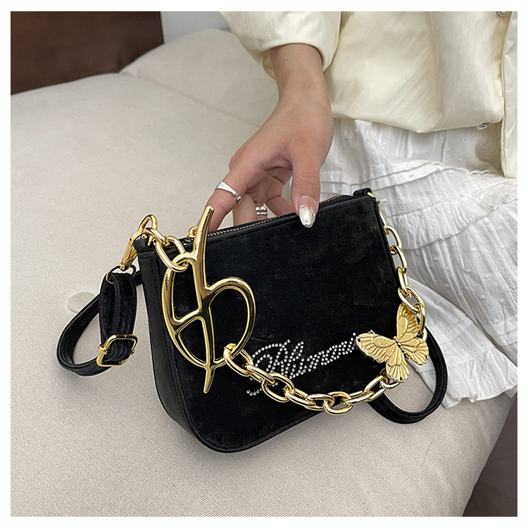 Women's Small Suede Letter Butterfly Streetwear Square Magnetic Buckle Crossbody Bag display picture 17