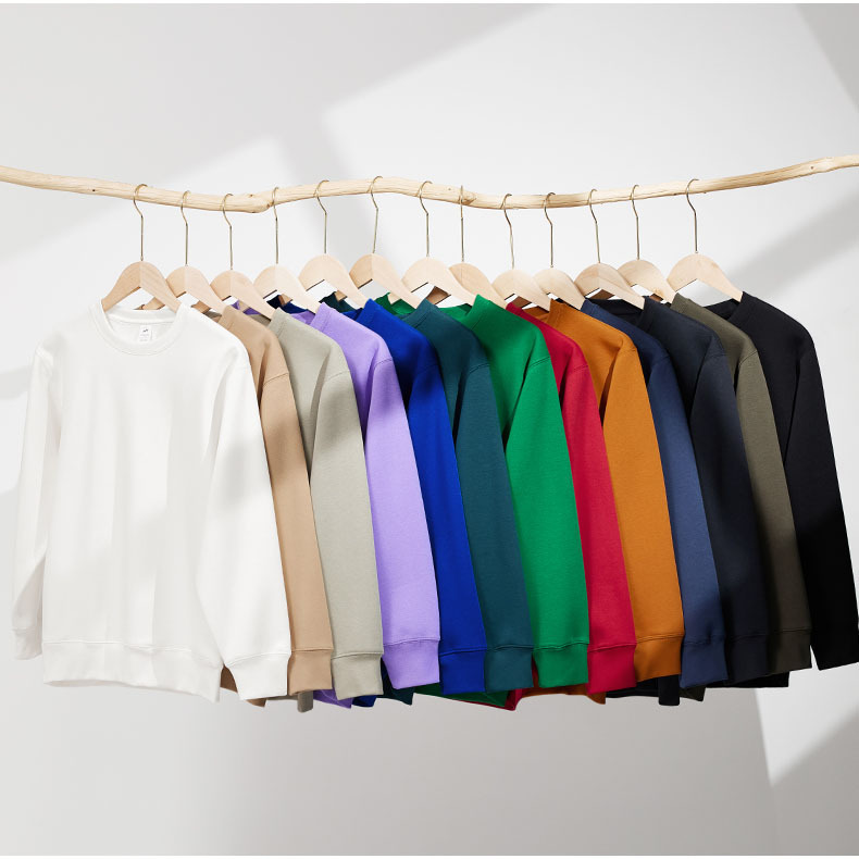 400g silver fox velvet fleece-lined padded oversize round neck sweater men's American loose shoulder solid color couple sweater 400g silver fox velvet fleece-lined padded oversize round neck sweater men's American loose shoulder solid color couple sweater