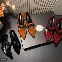 法式粗跟高跟鞋尖头女鞋玛丽珍鞋复古英伦皮鞋气质时尚单鞋小皮鞋