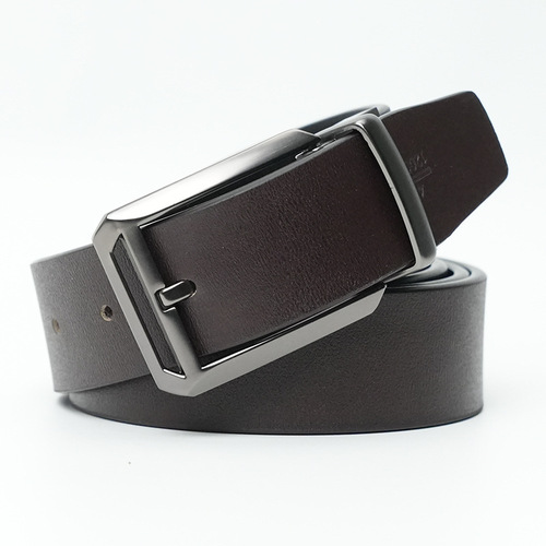 Men's genuine leather unlaminated belt wear-resistant cross-border tail clip pin buckle rotating pin buckle reversible belt for men