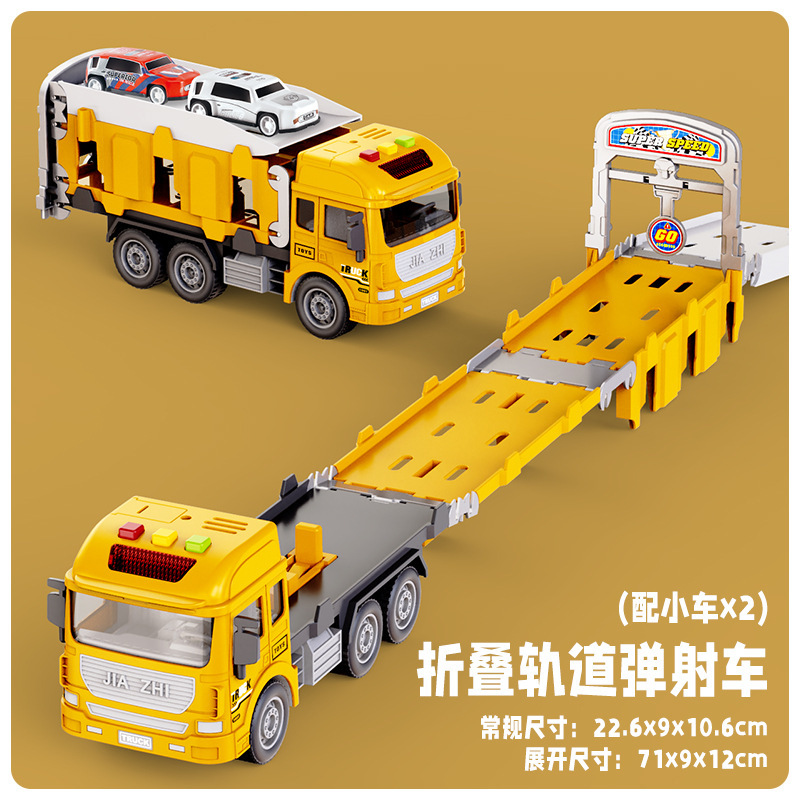 Niños de aleación de acertijo contenedor de ingeniería de deformación gran camión carril catapulta coche 6 juguetes para niños de 3 años