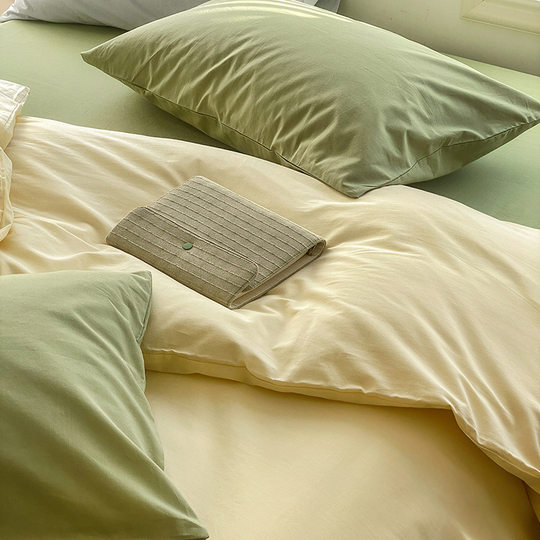 Ins Nordic Style 60 Cotton Bed Four-Piece Set Cotton Simple Bed Sheet Quilt Bed Style Dormitory Three-Piece Set 4
