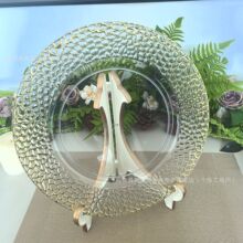 外贸charger plates透明锤纹圆盘酒店婚礼宴会派对垫盘源头厂家