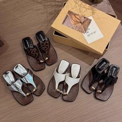 时尚休闲法式配裙子沙滩凉拖鞋2025新款高级感厚底人字拖女夏外穿