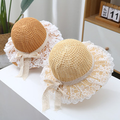 Children's grass hat, girls' sun hat, summer thin model, girls' sun protection cool hat, sun hat, cute beach princess hat