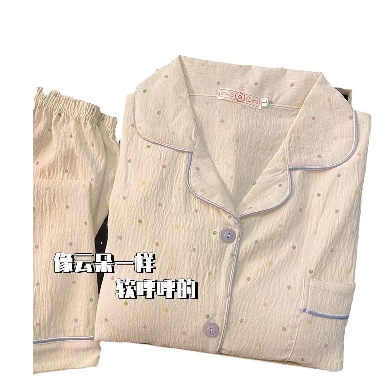 Pijamas de primavera y otoño nubes de algodón estudiantes delgados sueltos cardigans de manga larga set de ropa para el hogar image 6