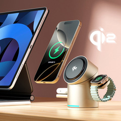 新しいqi2回転無線充電器磁気吸引携帯電話iwatch腕時計イヤホン三合一速充電スタンド
