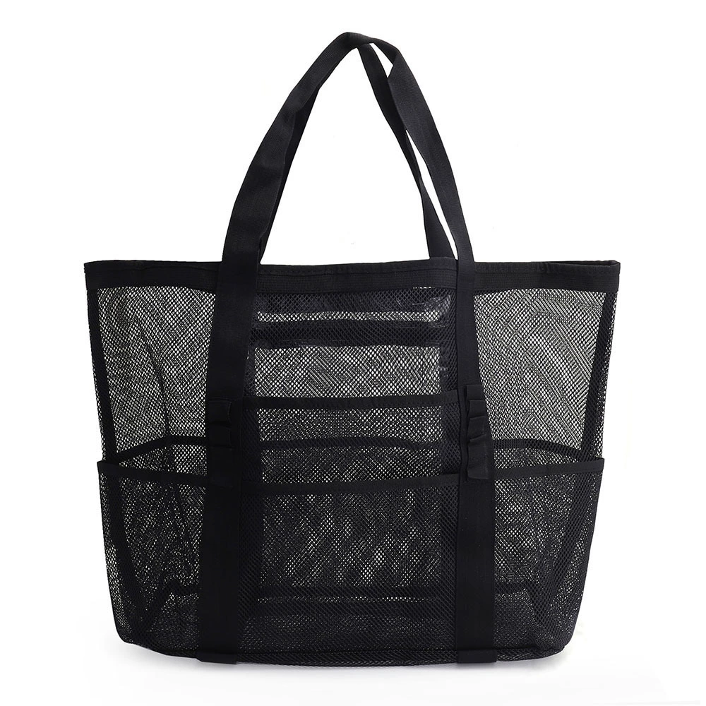 Beach Organizer Bag, capacious mesh tote, multi-pocket lightweight beach bag