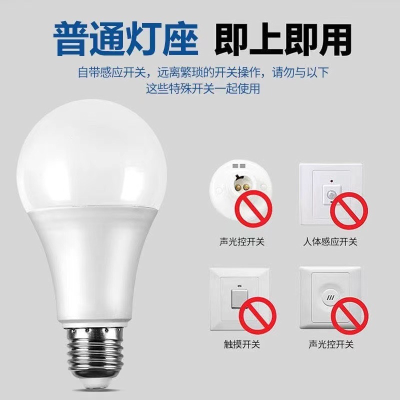 感应灯LED雷达人体红外线感应楼道楼梯走廊卫生间声光控节能灯泡|undefined