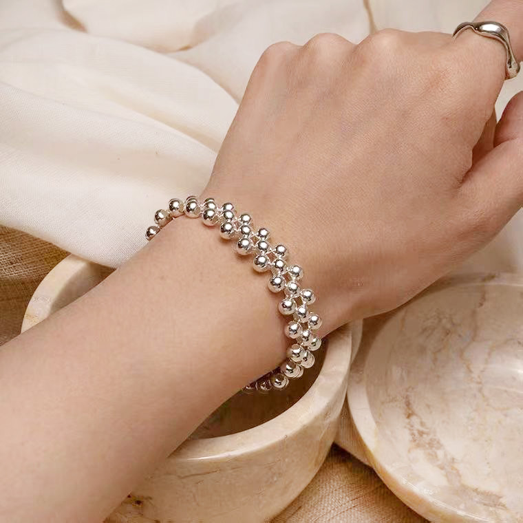 Yamamoto Silver Fashion Multi-layer Bead Bracelet 925 Silver Simple Women's French Style ins Bead Bracelet Headwear