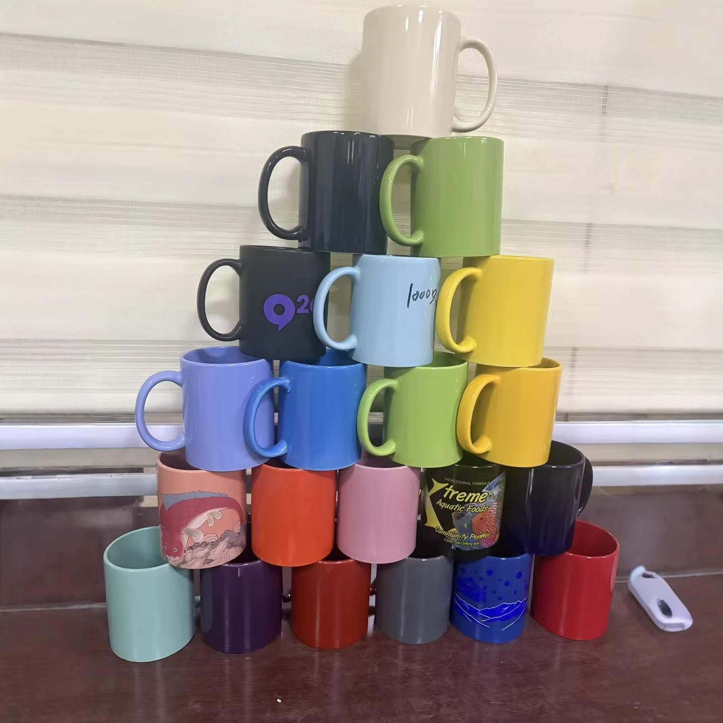 Color-Glazed Colorful Mugs with Printed Patterns, Coffee Cups with Custom Logos, Simple Ceramic Cups, Drinking Cups, Creative Gifts