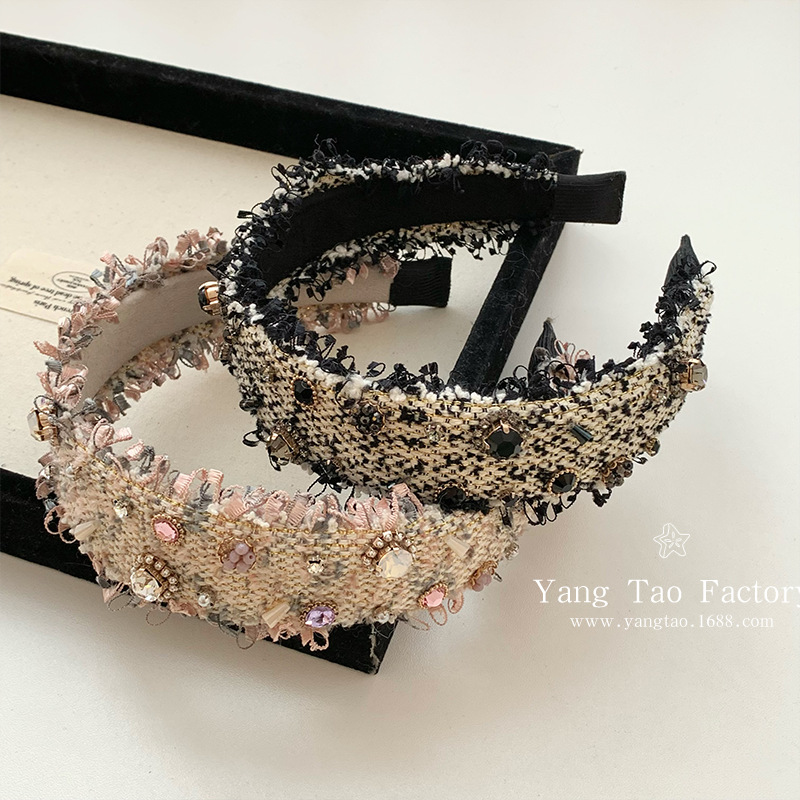 Fragrante señorita gran ventana francesa de diamante de borde ancho alto cráneo de alto nivel de cabello abrazadera de cabello de cabello de cabello de cabello de lujo delicado y ligero