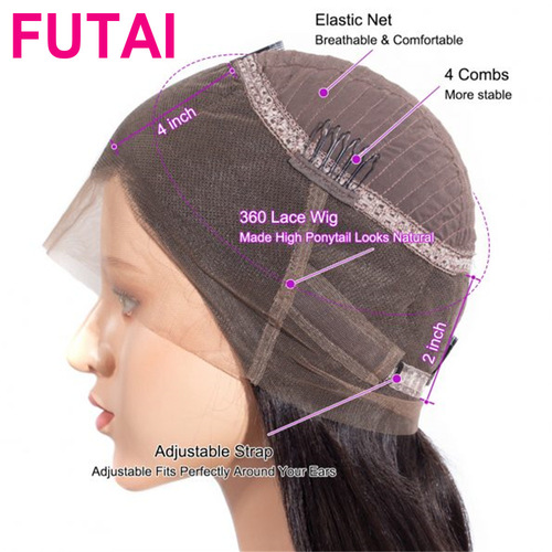 Cross-border Natural Color 360 Lace Frontal Wig with Straight Human Hair