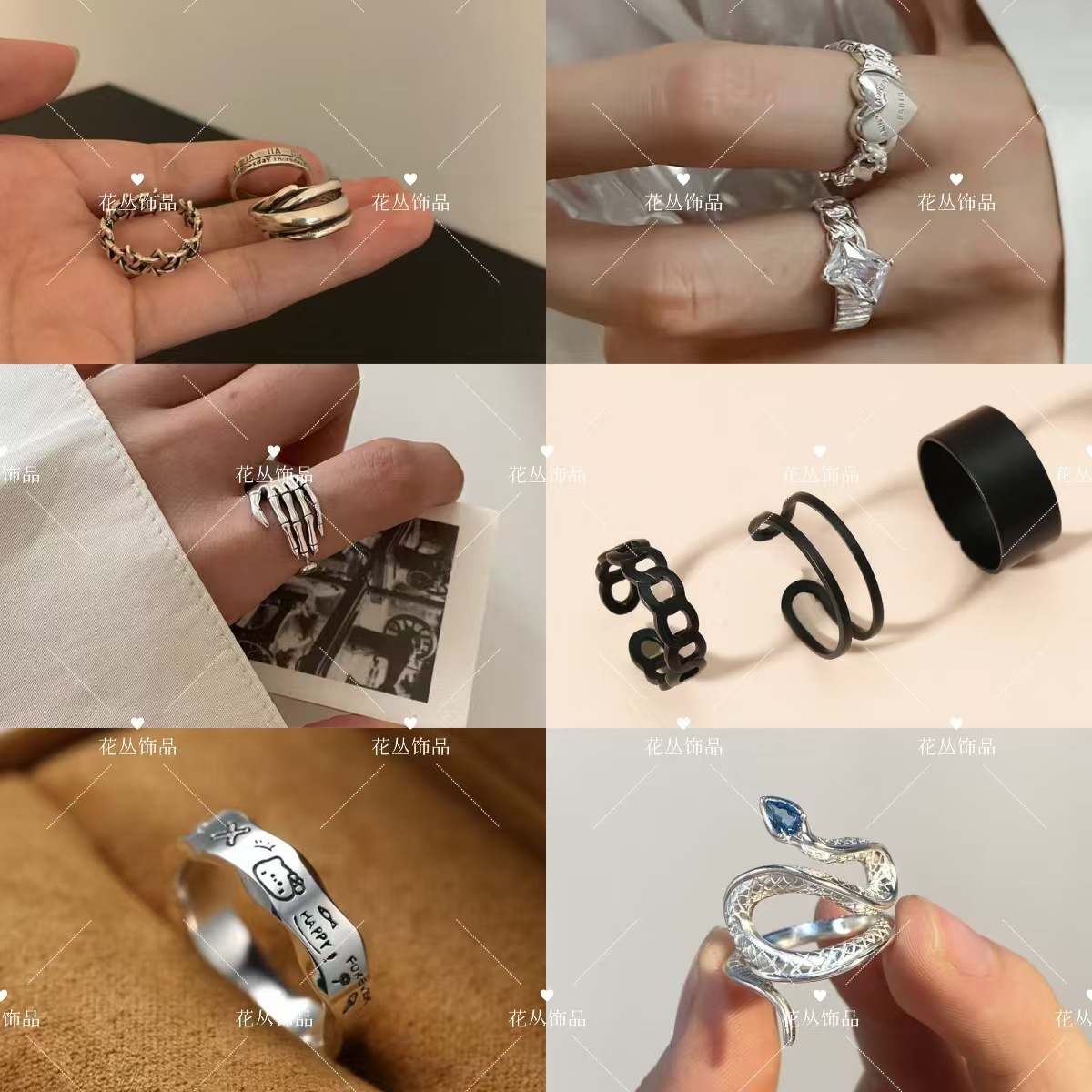 戒指ins学生可调节便宜戒指几毛钱朋克复古戒指男可水洗