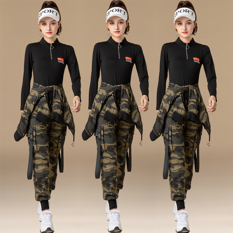 2025 New Square Dance Clothing V Neck Long-Sleeved Tops Modern Dance Latin Dance Sailor Dance Fitness Sports and Leisure