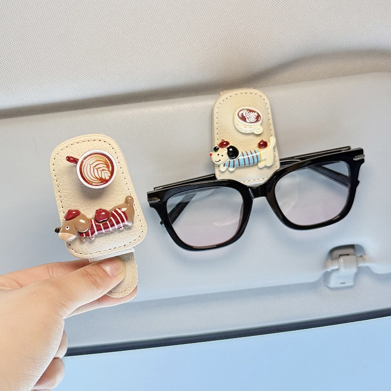 2026 New Car-Mounted Glasses Clip, In-Car Sunglasses Storage Clip, Sun Visor Glasses Holder, Cute Dachshund Dog Design