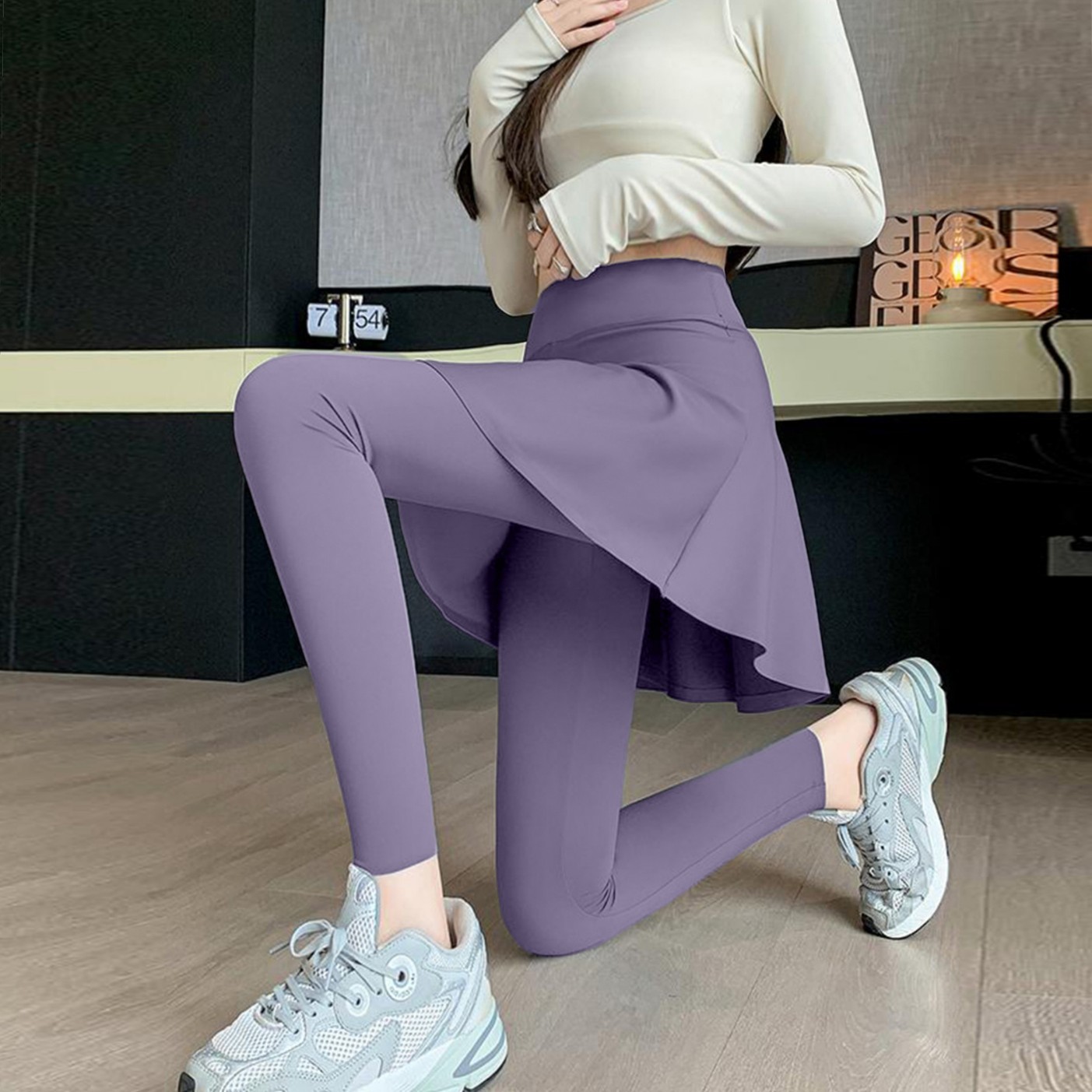 Fashion Fake Two-piece Sports Culottes Fitness Pants Women's Running Training Yoga High Elastic Anti-walking Sports Pants Women