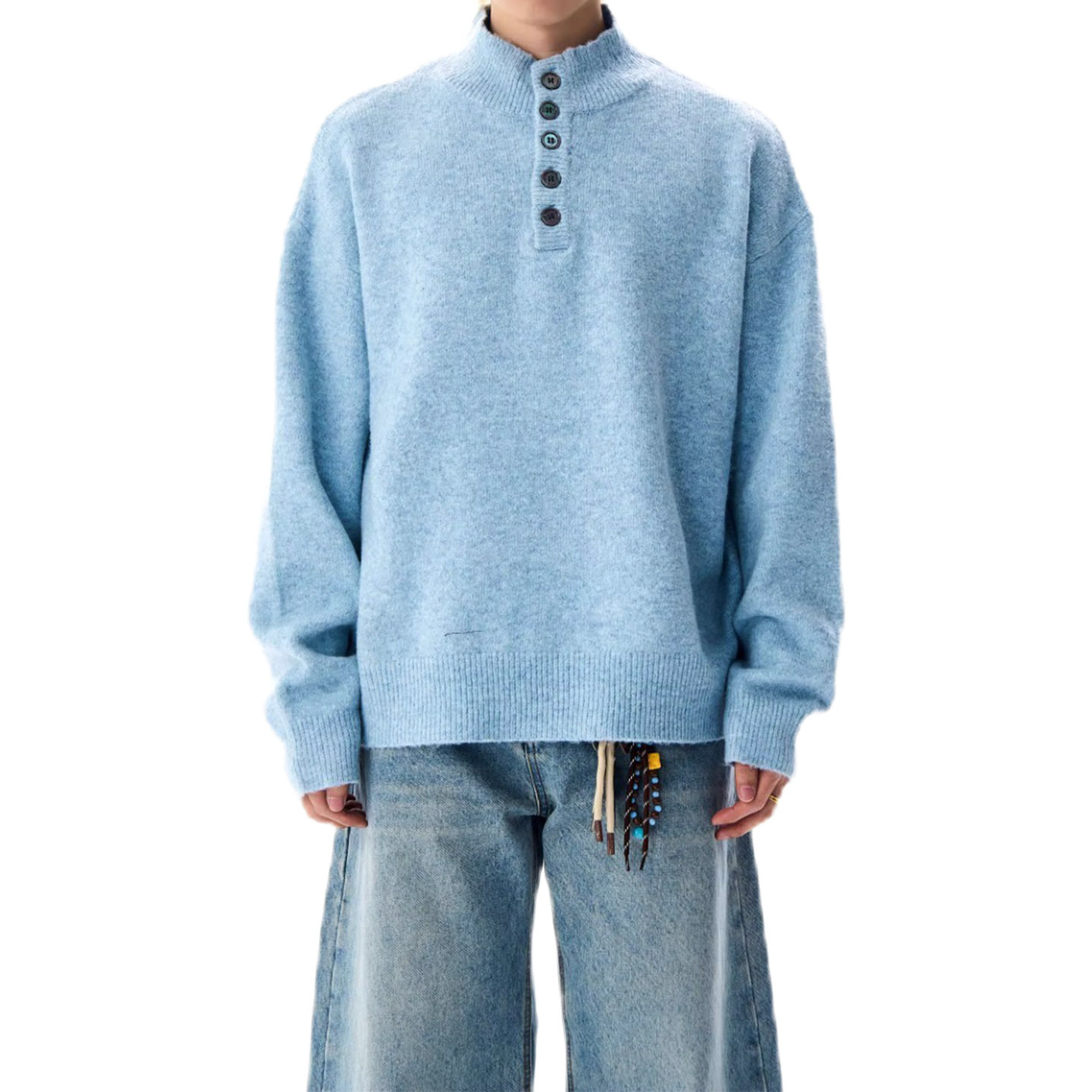 Explosiones transfronterizas de tamaño europeo de gran tamaño Henry cuello jersey suéter hombre sólido viejo viento de dinero alta fábrica de otoño y invierno al por mayor