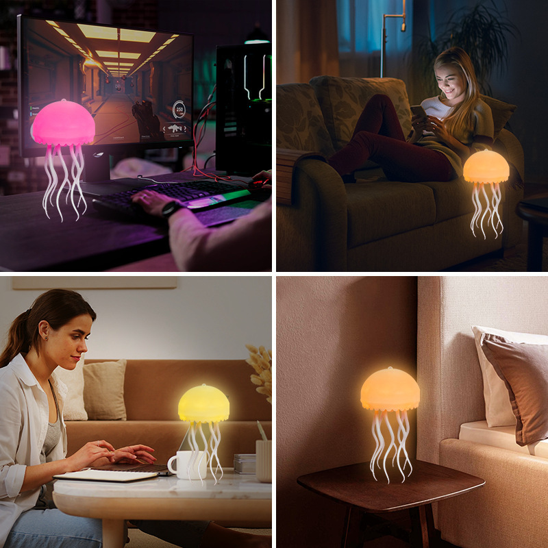 卸売クラゲランプホワイトノイズ睡眠器具ナイトライトカラフルなインテリジェント音声制御ランプクリエイティブ雰囲気ライト空中ペンダント|undefined