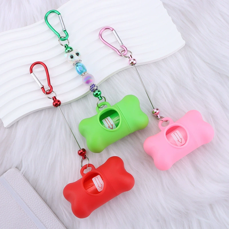 Диспенсер для пакетов для уборки за питомцем с карабином, сделанный своими руками из бисера, для прогулок с собакой на улице, биоразлагаемые пакеты для уборки экскрементов