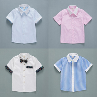 Summer new children's short-sleeved shirt children's clothing Korean-style boys' lapel white shirt British children's bottoming shirt