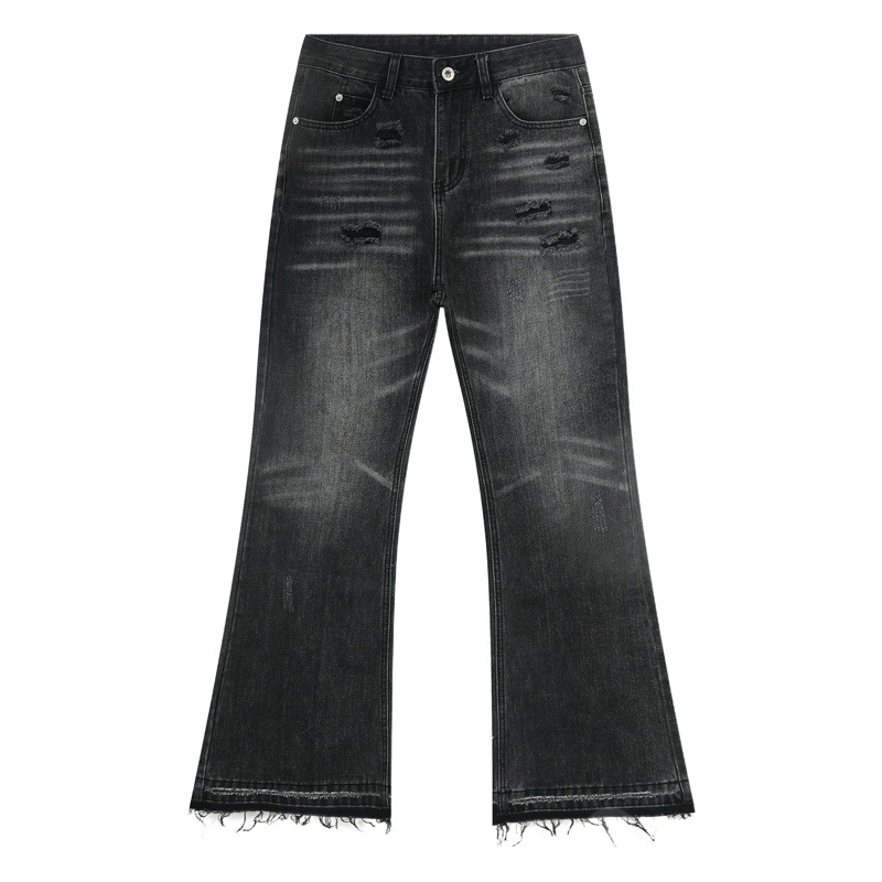 Ropa para hombre MTLCLOTHES | Vaqueros de diseño moderno con dobladillo sin rematar, estilo retro americano, lavados, desgastados y rotos