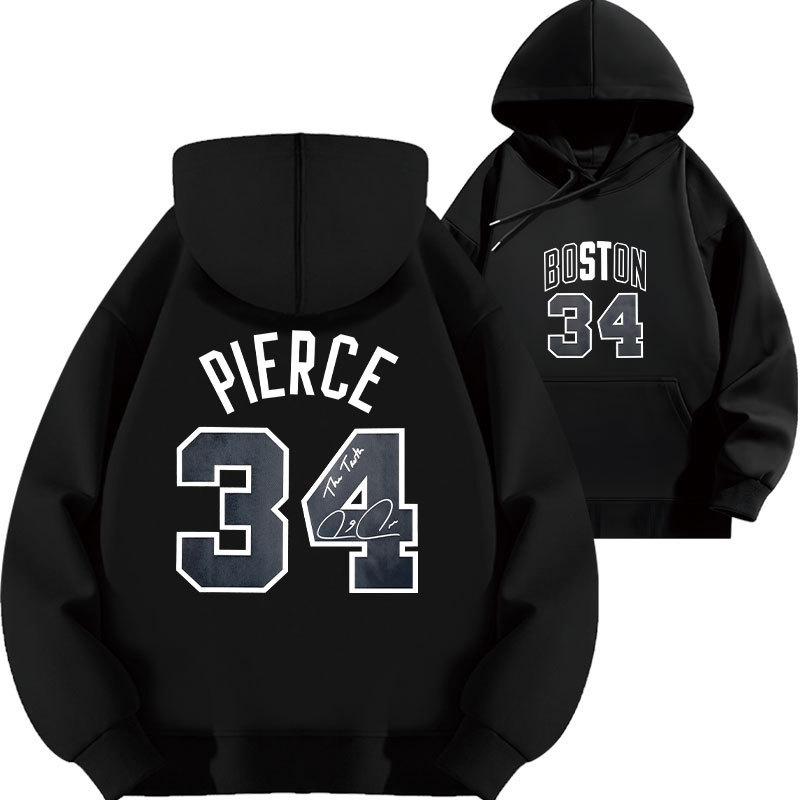 Pierce Celtics No. 35 Printed Hooded Sweatshirt Top Loose Autumn and Winter Velvet Thickeneded Hoodie Clothes Pierce Celtics No. 35 Printed Hooded Sweatshirt Top Loose Autumn and Winter Velvet Thickeneded Hoodie Clothes
