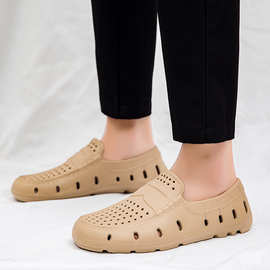 大码凉鞋实物图片 套脚欧美厨师鞋护士鞋沙滩凉鞋洞洞鞋男39-46码