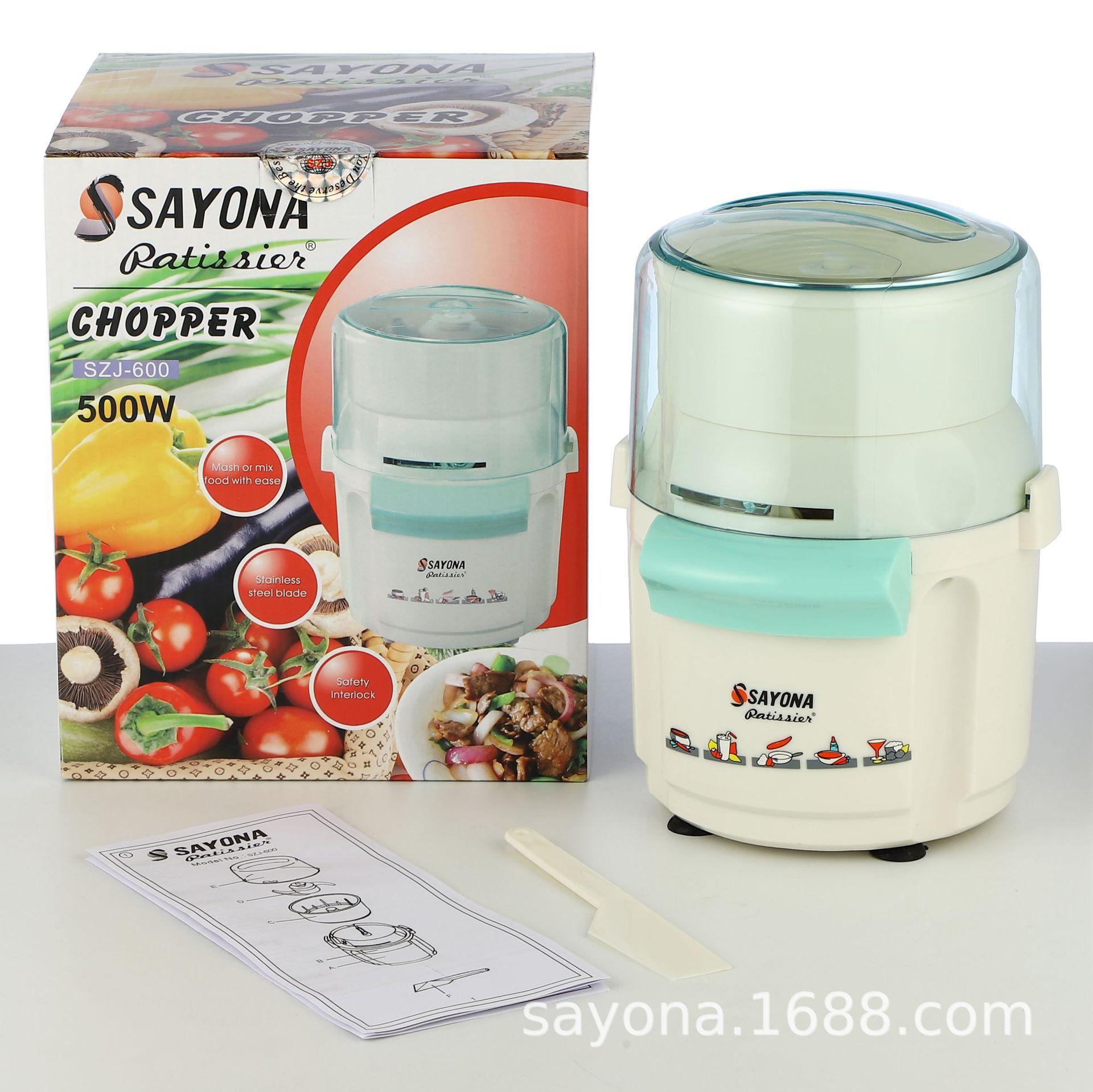 Sayona Mini Electric Meat Grinder Household Baby Food Supplement Blender Multi-Functional Garlic and Meat Grinder