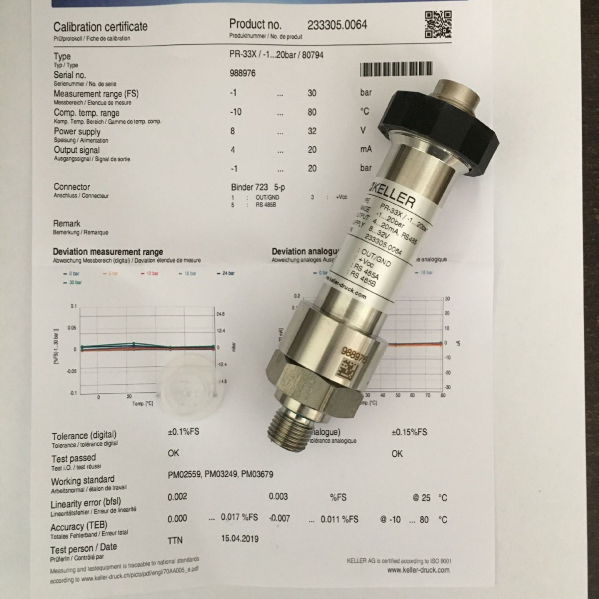 供应KELLER 33X/35X/PD33X系列高精度压力/差压变送器(0.05%)