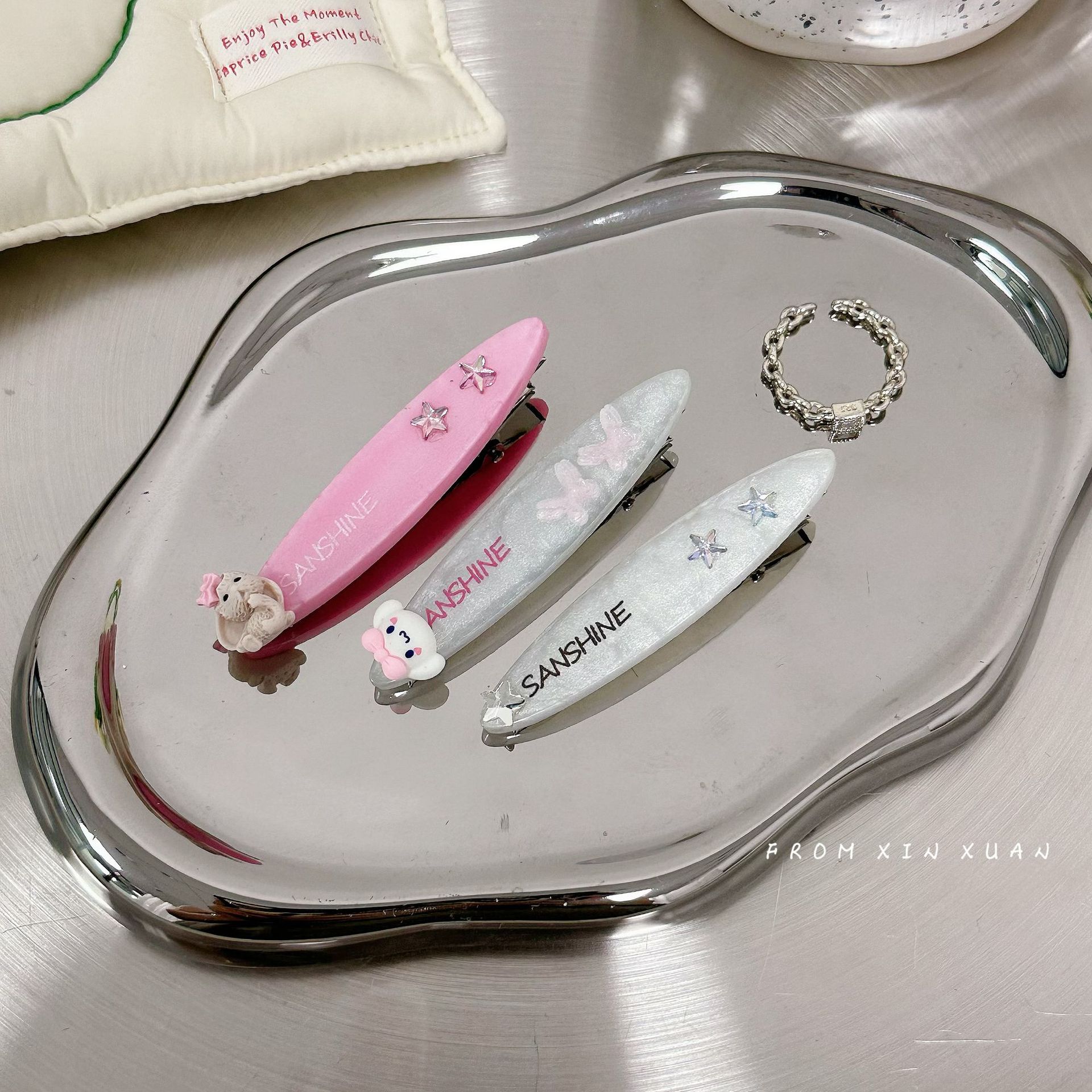 Épingle à cheveux en forme de bec de canard avec lettres de l'alphabet anglais, dessin animé japonais, mignon et mignon, style girly, accessoires pour cheveux cassés_voghion.com