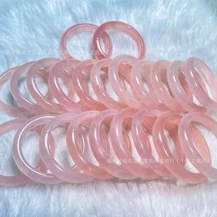 Natural Ice Transparent Pink Crystal Bracelet Horse Powder Hibiscus Stone Wide Version Full Circle Crystal Bracelet Women's Grapefruit Round Bar Bracelet