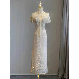 秀禾旗袍新款2025高端轻奢香槟订婚礼服裙新娘结婚出门敬酒服中式