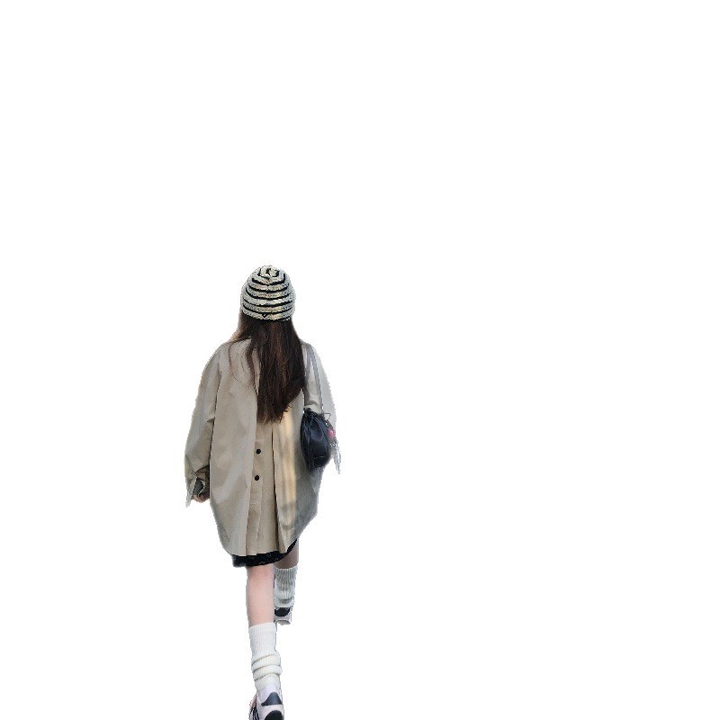 2025秋季新款首尔艺术生韩系复古翻领宽松廓形中长款风衣外套女潮|undefined