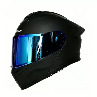 vehicle helmet with built-in Bluetooth – Motosiklet kaskı (dəbilqə) - matte-black-blue-coated-mirror-m-54-55