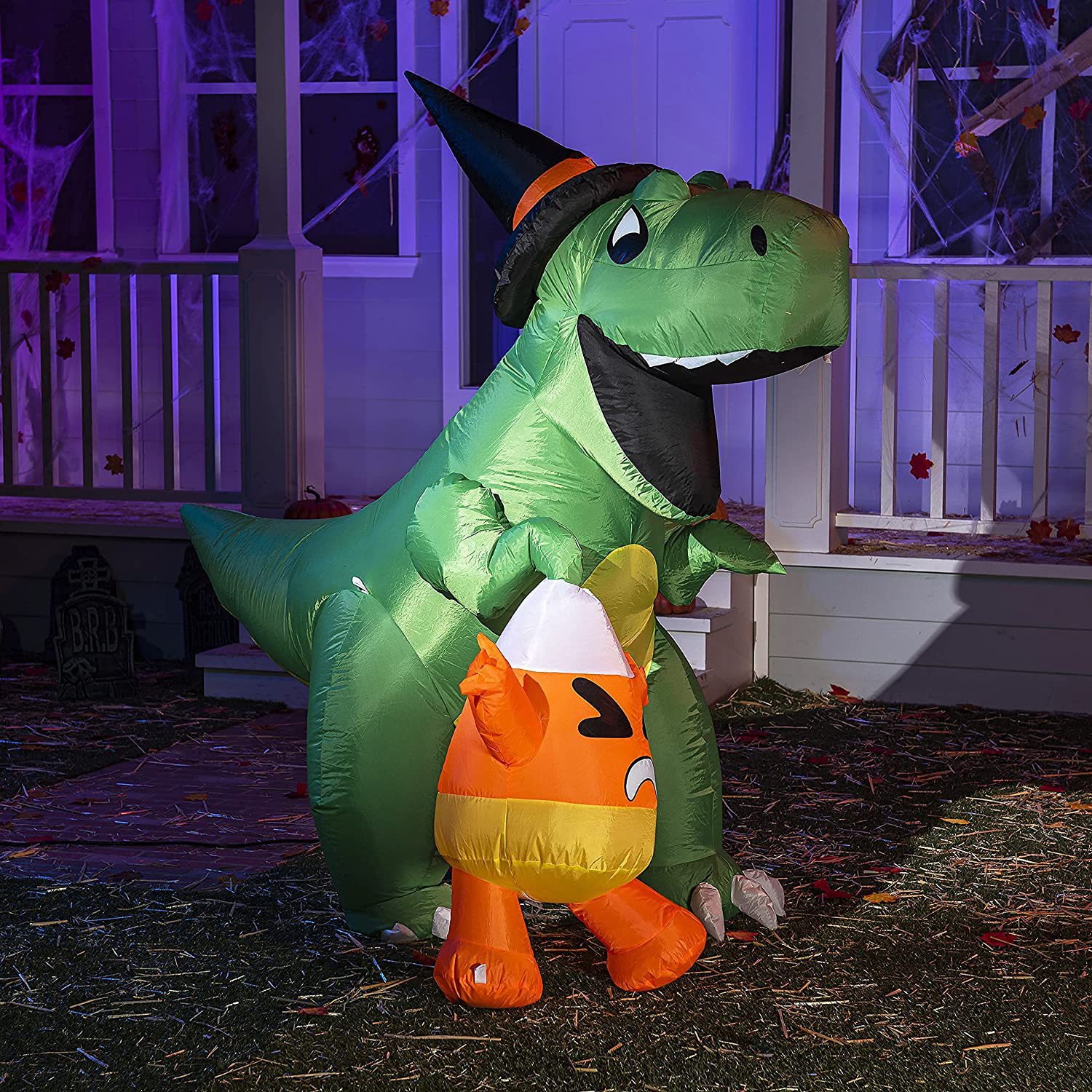 1,8 m de Halloween inflable dinosaurio de pesca dulces de maíz inflable patio escena decoración incorporada luz LED