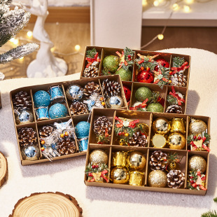 Cross-Border New Products Christmas Decorations Christmas Balls Bells Gift Packs Pine Cones Small Drums Combination Christmas Tree Pendants