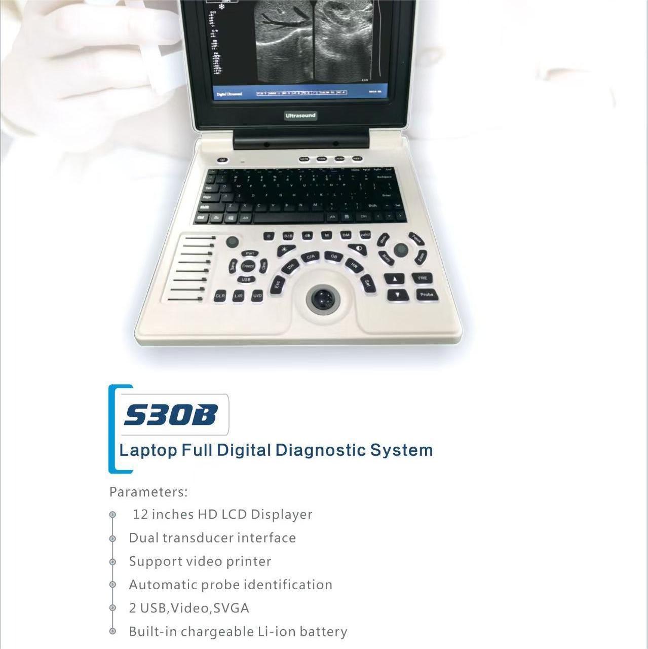 Hospital animal / rancho máquina de ultrasonido transfronteriza Inglés portátil veterinario en blanco y negro máquina de ultrasonido S30B fabricante