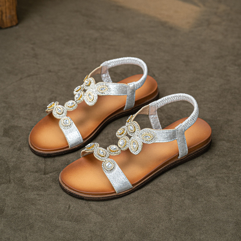 2026 New Cross-Border Flat Sandals Bohemian Rhinestone Soft-Soled Roman Beach Sandals in Stock for Dropshipping 2026 New Cross-Border Flat Sandals Bohemian Rhinestone Soft-Soled Roman Beach Sandals in Stock for Dropshipping