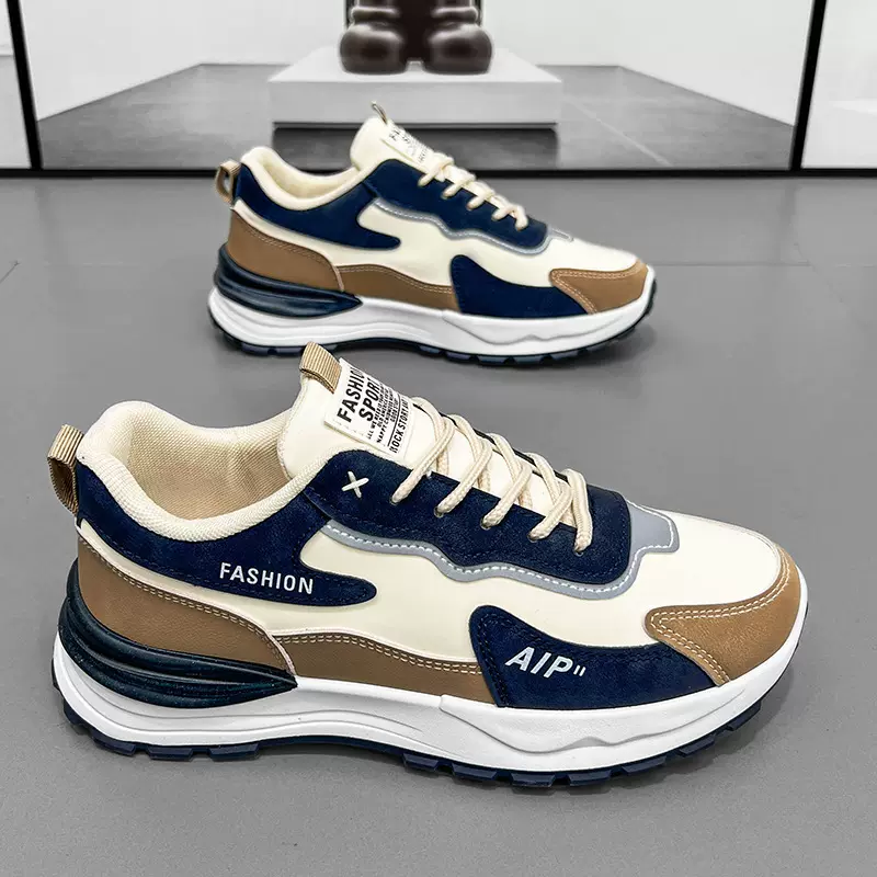 跨境新款热卖男士轻便运动单鞋批发拼色舒适行走潮流时尚跑步男鞋