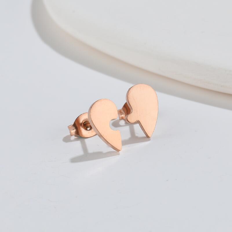 Fashion Heart Shape Titanium Steel Ear Studs Plating No Inlaid Stainless Steel Earrings display picture 3