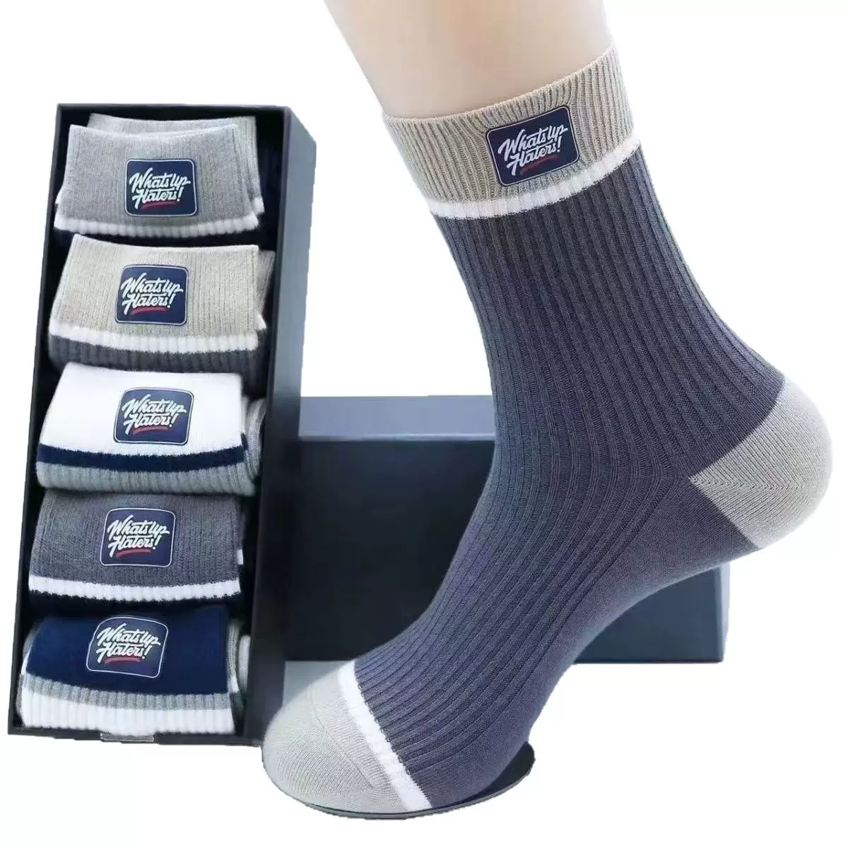 袜子男秋冬新款中筒男袜透气吸汗纯色休闲厚款防臭运动袜批发