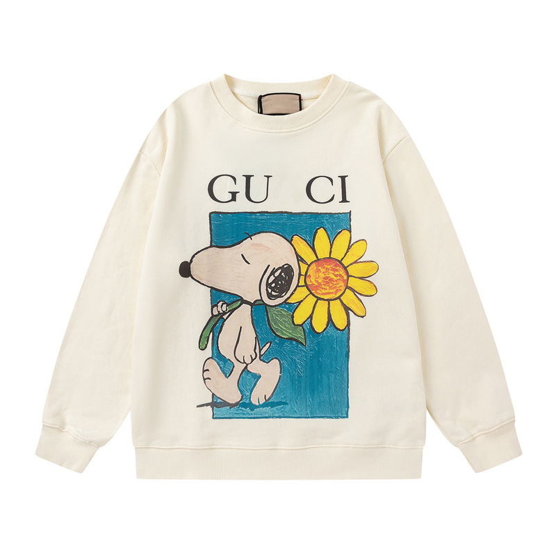 Nanyou High-Quality Gu Brand 25Fw New Snoopy Sunflower Hand-Painted Cute Printed Sweatshirt Direct from the Manufacturer