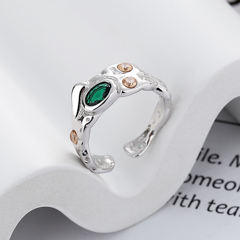 Retro creative one size ring with zircon hip-hop style