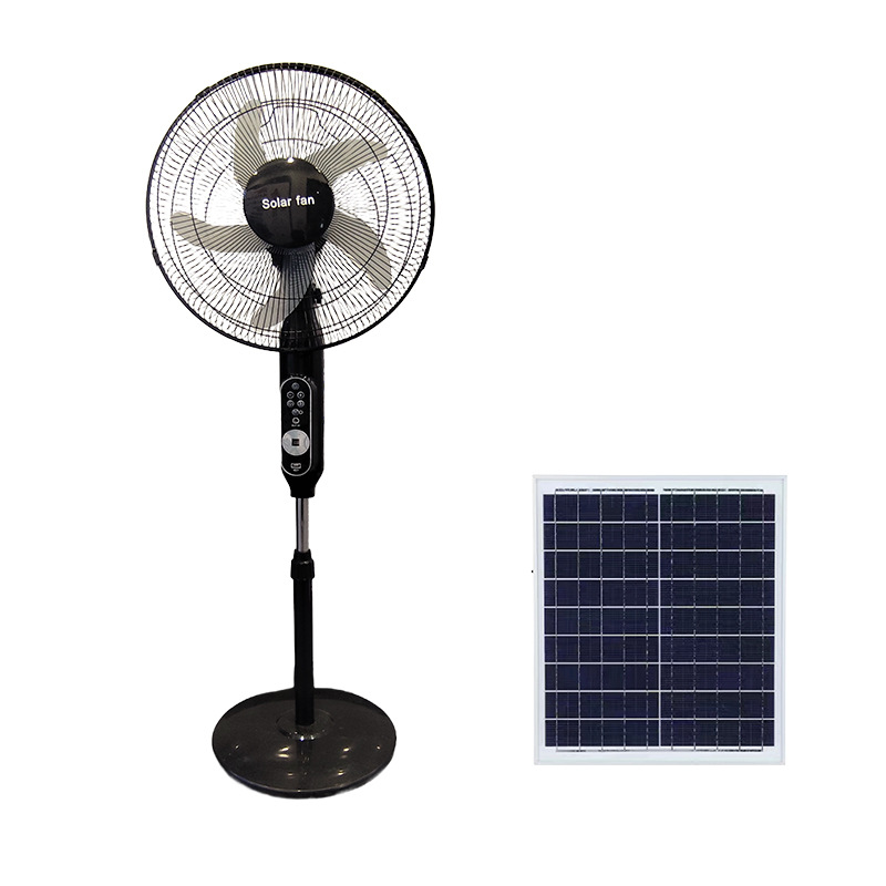 Ventilador de carga de viento grande solar para exteriores Ventilador de piso de control remoto doméstico Ventilador de motor sin escobillas para interiores transfronterizos