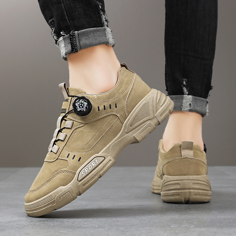 Zapatos de hombre 2025 nuevas botas Martin de primavera para hombre anti-deslizante, impermeable y resistente al desgaste, botas de trabajo de alto bajo, botas cortas