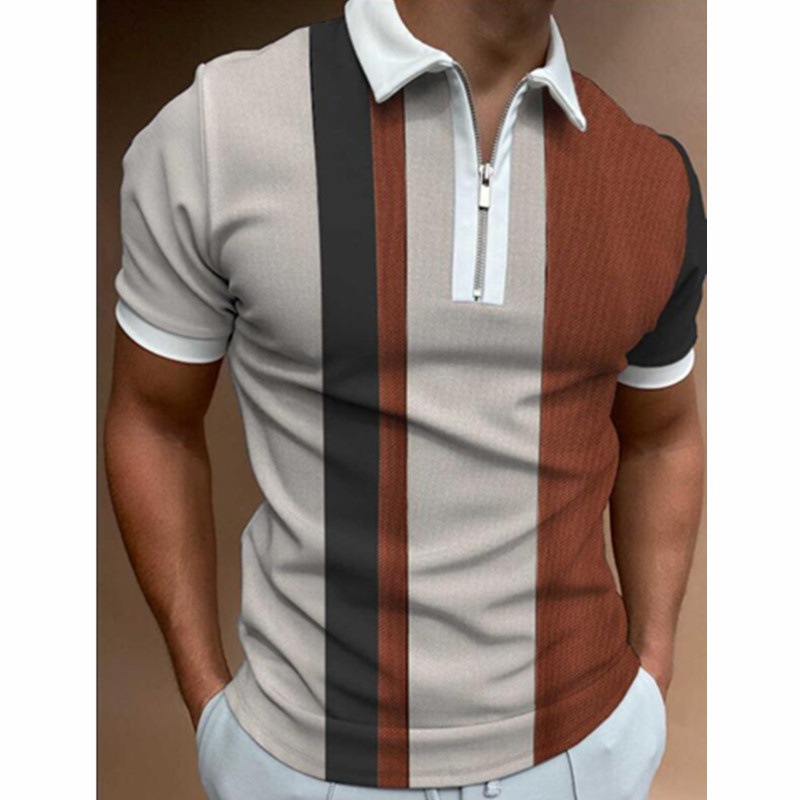 Comercio exterior europeo y americano primavera nueva moda casual popular impresión polo camiseta con cremallera hombres envío gratis
