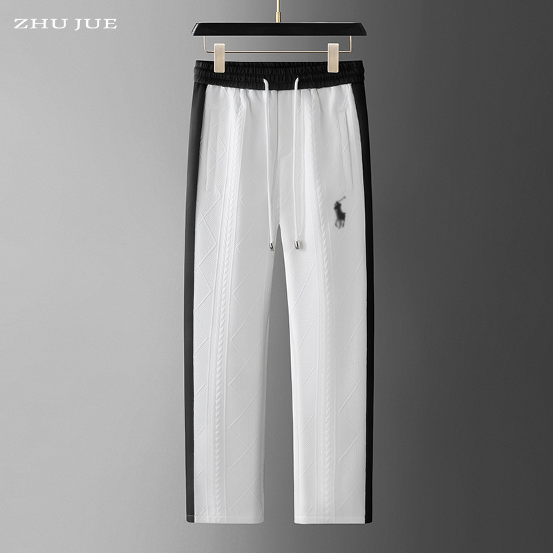 European High-End Autumn and Winter New Men's Color-Block Jacquard Casual Pants Men's Personalized Embroidered Trendy Sweatpants Men